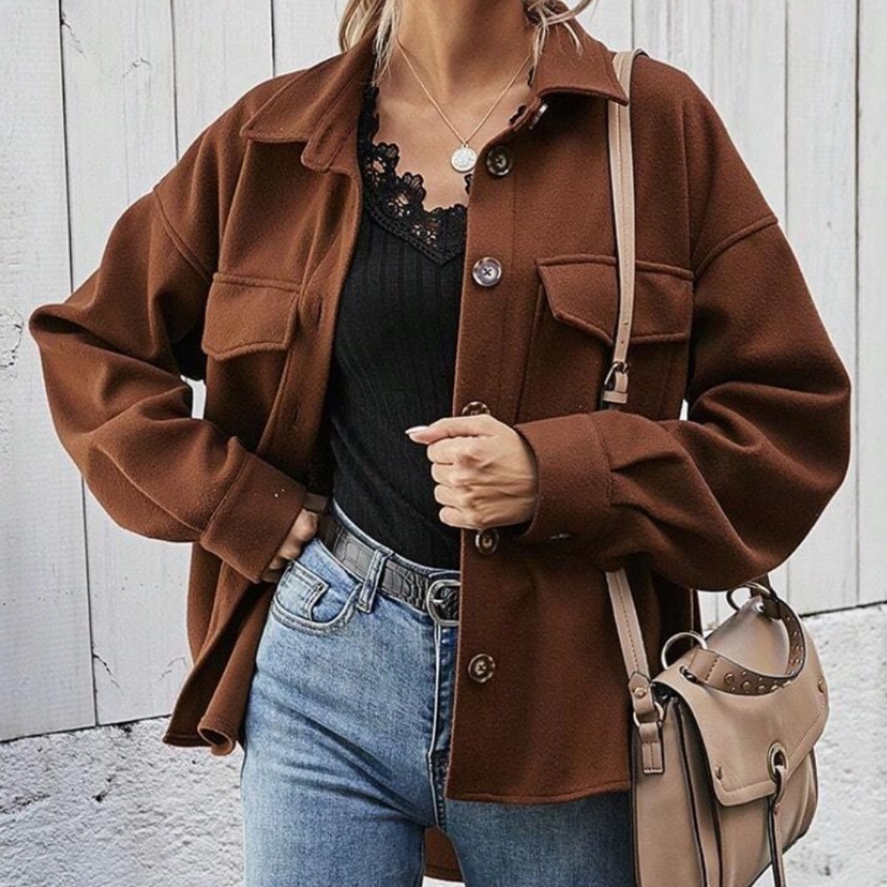 Cozy Boyfriend fit Button Down Oversized Jacket Shacket - Picture 11 of 11